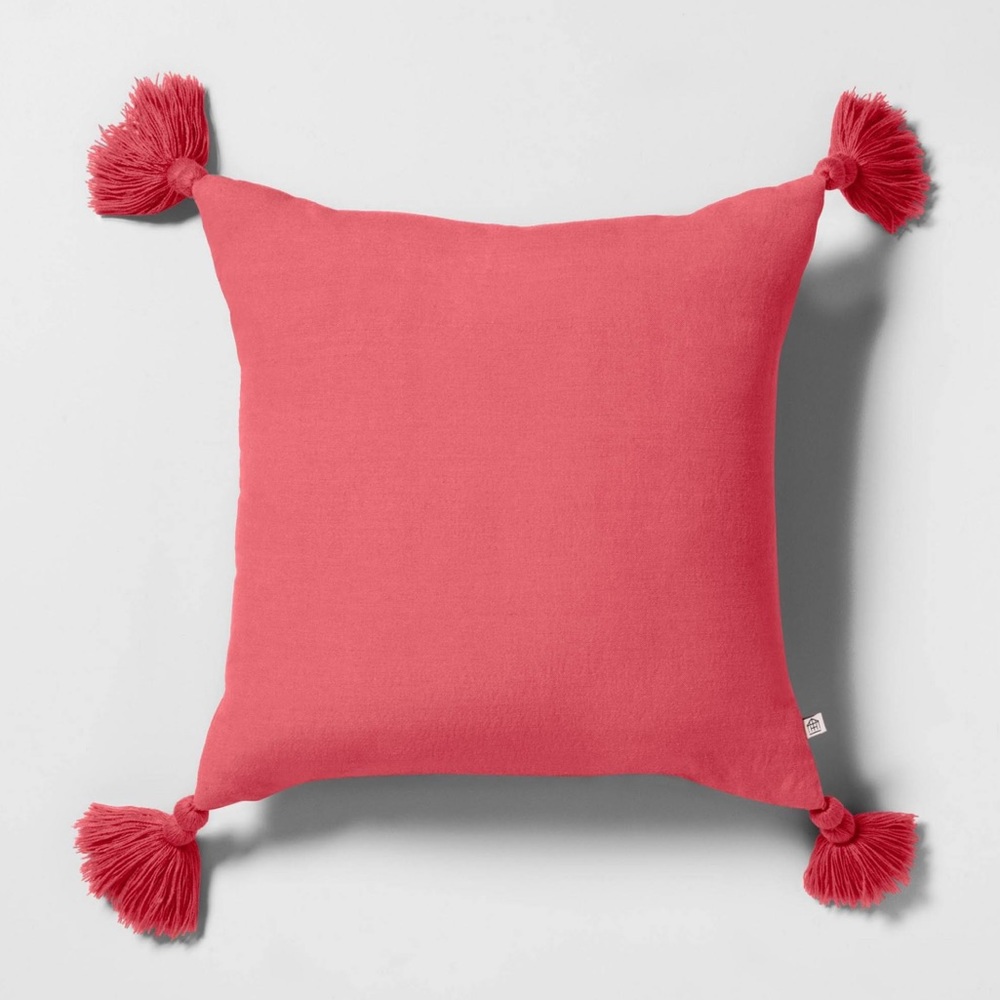 ✨Hearth&Hand • Pink Tassel Square Throw Pillow